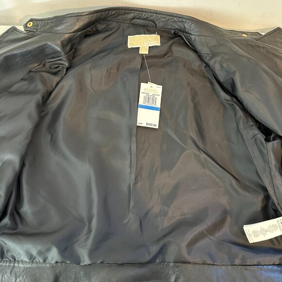 NWT Michael Kors Black Lamb Leather Moto Jacket Women's Size XL - Picture 12 of 16